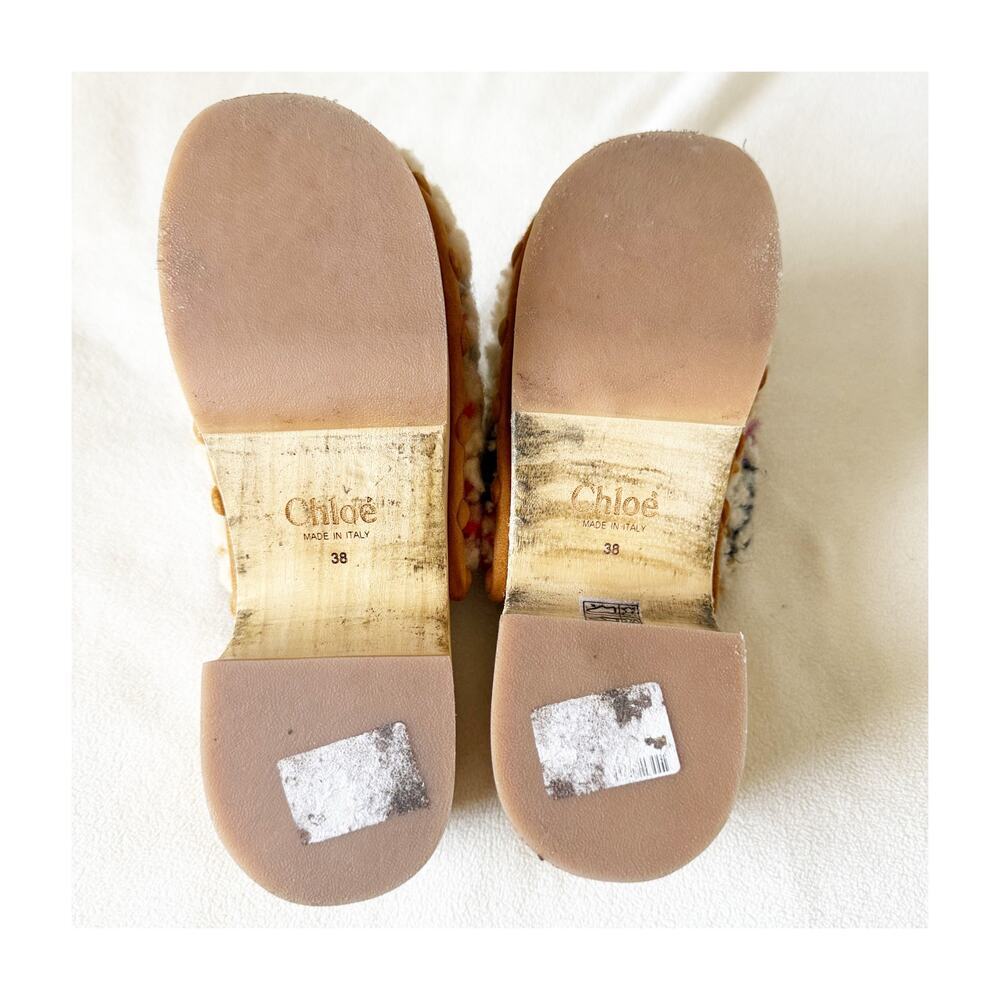 Chloe Joy Shearling Clog Mule Floral Embroidered Cream Size 38 - Picture 7 of 8